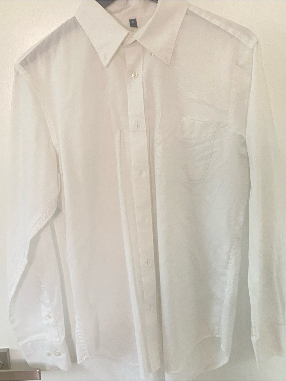 Muji Classic White Men's Button-Up Shirt - Clean Collar Design